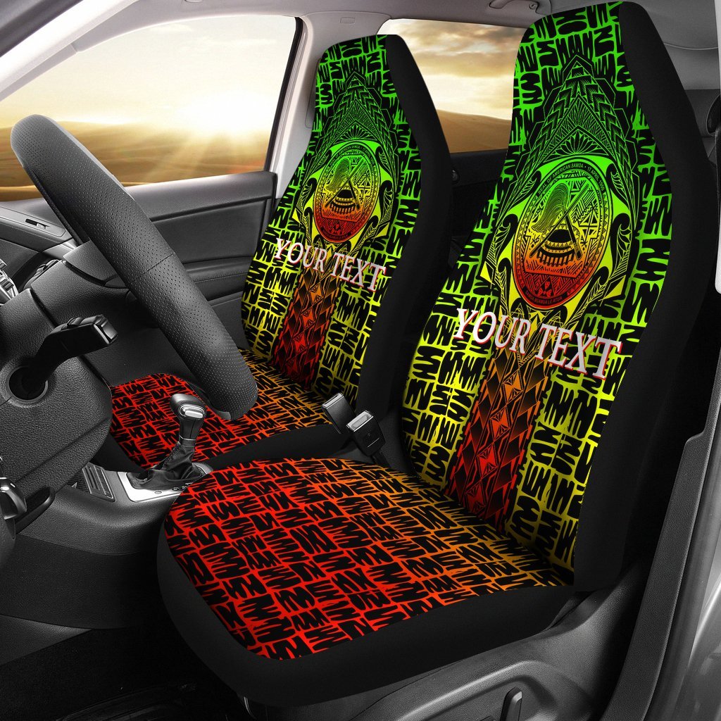 American Samoa Custom Personalised Car Seat Covers - AS Seal Rocket Style (Reggae) Universal Fit Black - Polynesian Pride