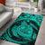 Hawaiian Map Kanaka Honu Hibiscus Globular Polynesian Area Rug AH Rug Turquoise - Polynesian Pride