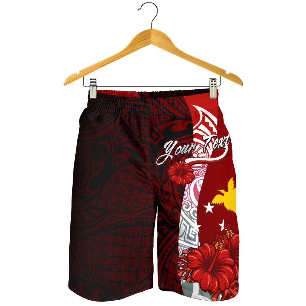 Papua New Guinea Polynesian Custom Personalised Men's Shorts - Coat Of Arm With Hibiscus - Polynesian Pride