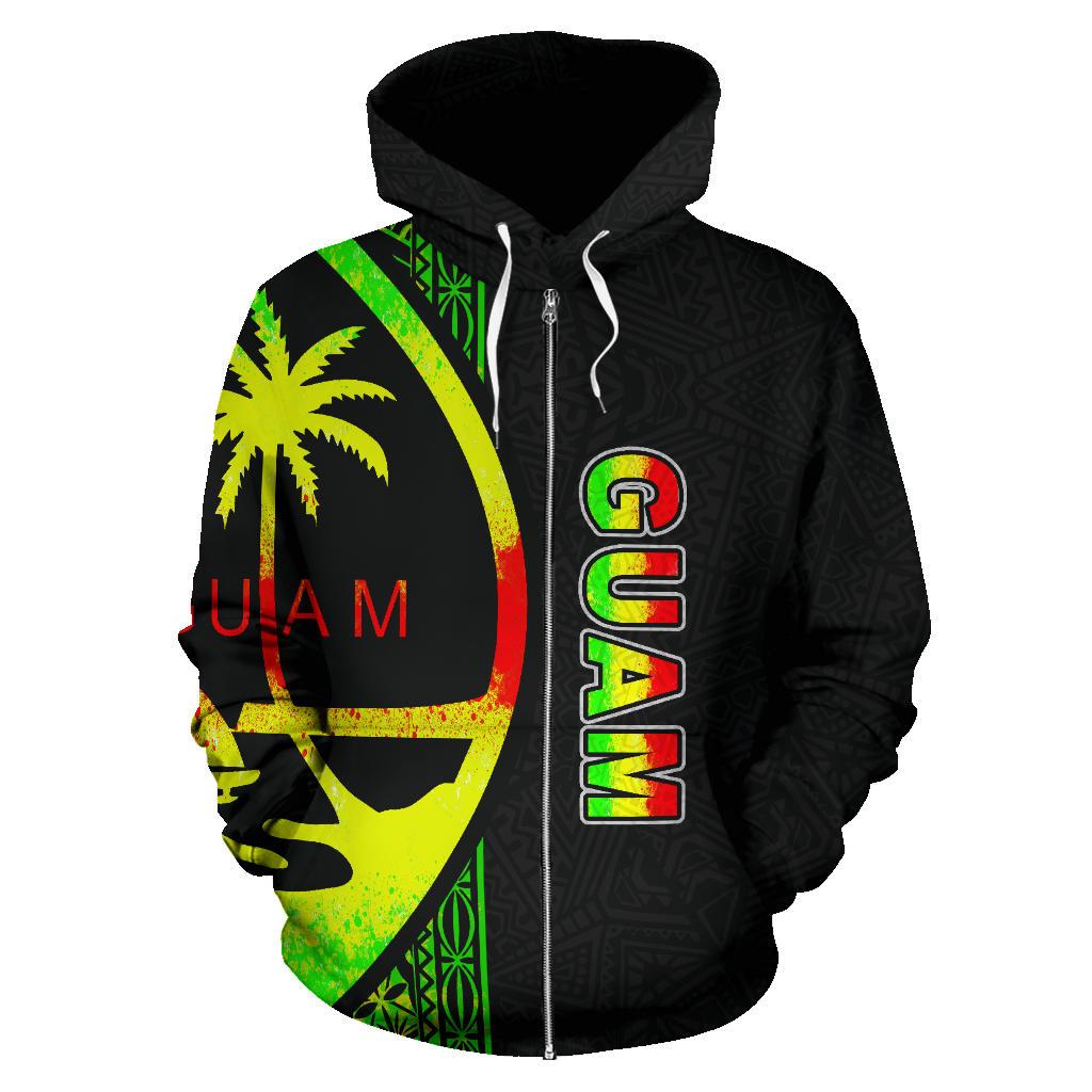Guam Polynesian Zip up Hoodie Reggae Line - Polynesian Pride