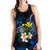 Polynesian Hawaii Women's Racerback Tank - Turtle With Plumeria Flowers Blue - Polynesian Pride