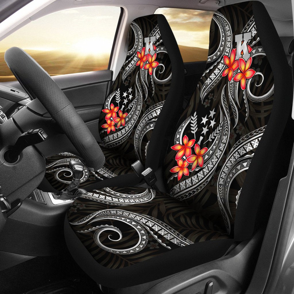 Kosrae Micronesian Car Seat Covers - Black Plumeria Universal Fit BLACK - Polynesian Pride