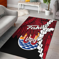 Tahiti Polynesian Are Rug - Tribal Wave Tattoo Flag Style Black - Polynesian Pride