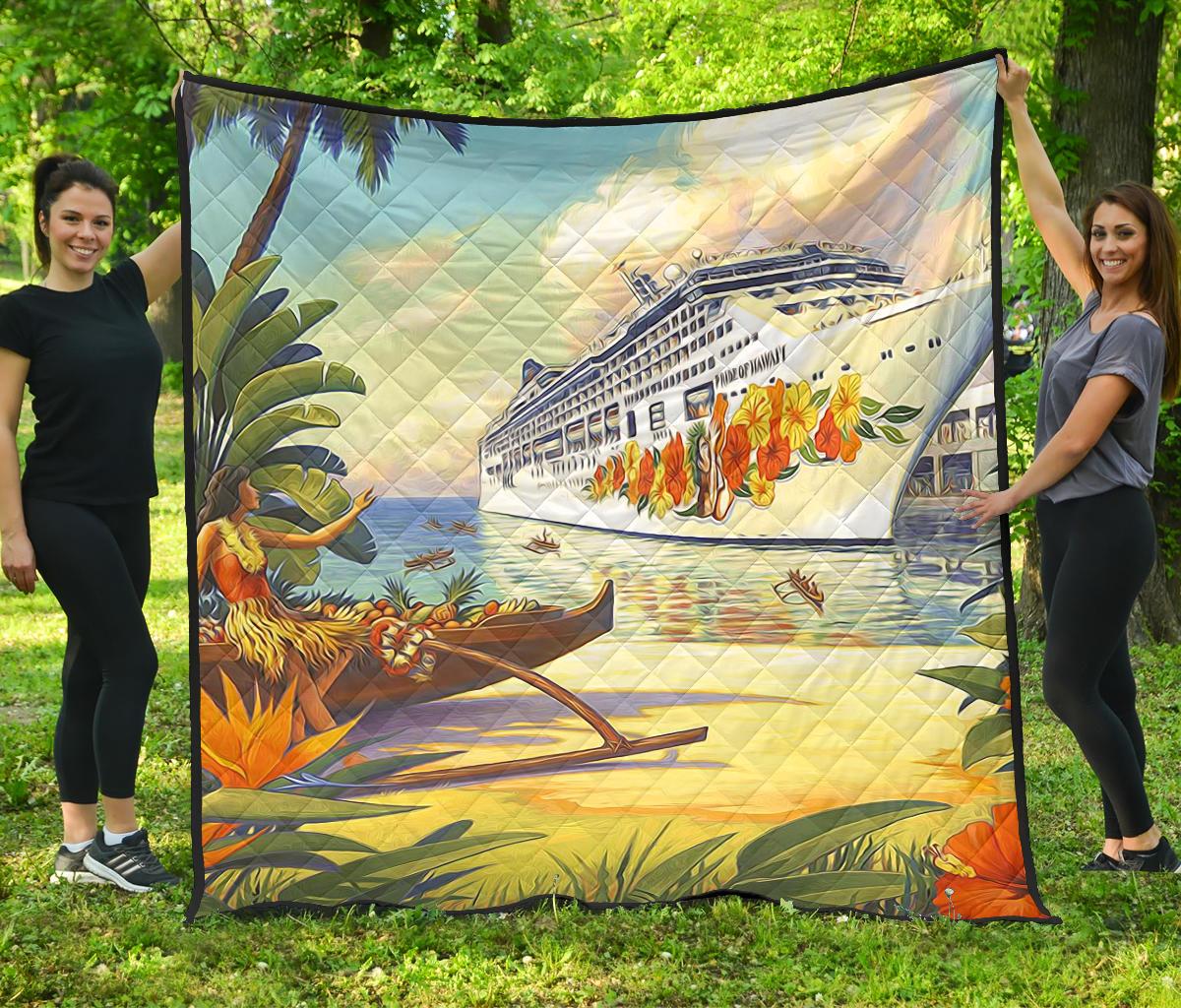 Vintage Hawaii Premium Quilt Black - Polynesian Pride