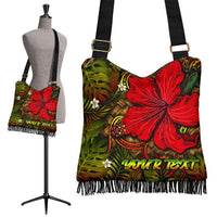 Hawaii Lauhala Hibiscus Polynesian Tropical Crossbody Boho Handbag - Wake Style - AH Crossbody Boho Handbag One Size Reggae - Polynesian Pride