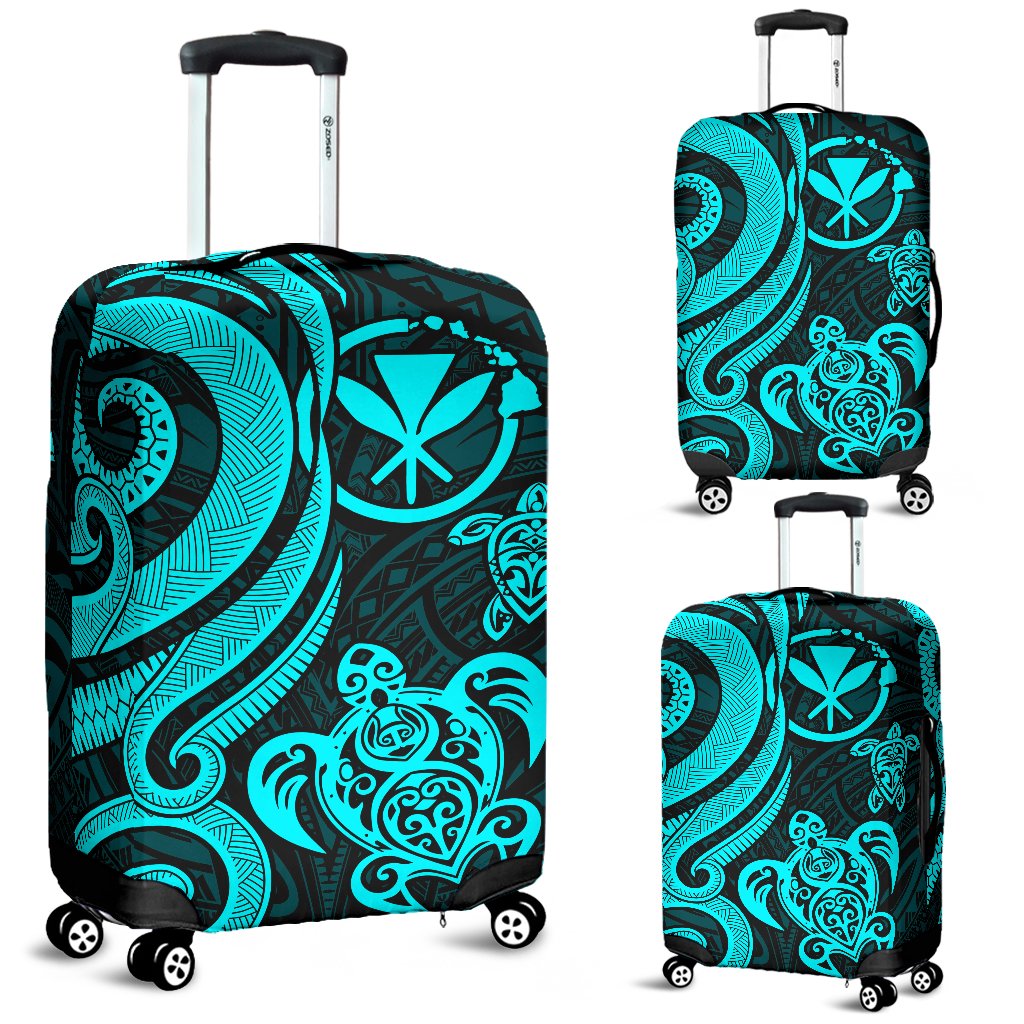 Polynesian Hawaii (Kanaka Maoli) Luggage Covers - Turquoise Tentacle Turtle Blue - Polynesian Pride