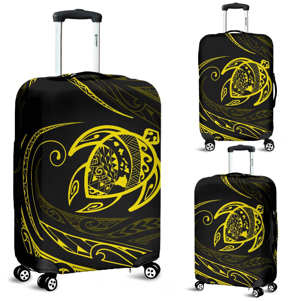 Hawaii Turtle Luggage Covers - Yellow - Frida Style Black - Polynesian Pride