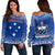 Samoa Custom Personalised Women's Off Shoulder Sweater - Polynesian Fog Blue blue - Polynesian Pride