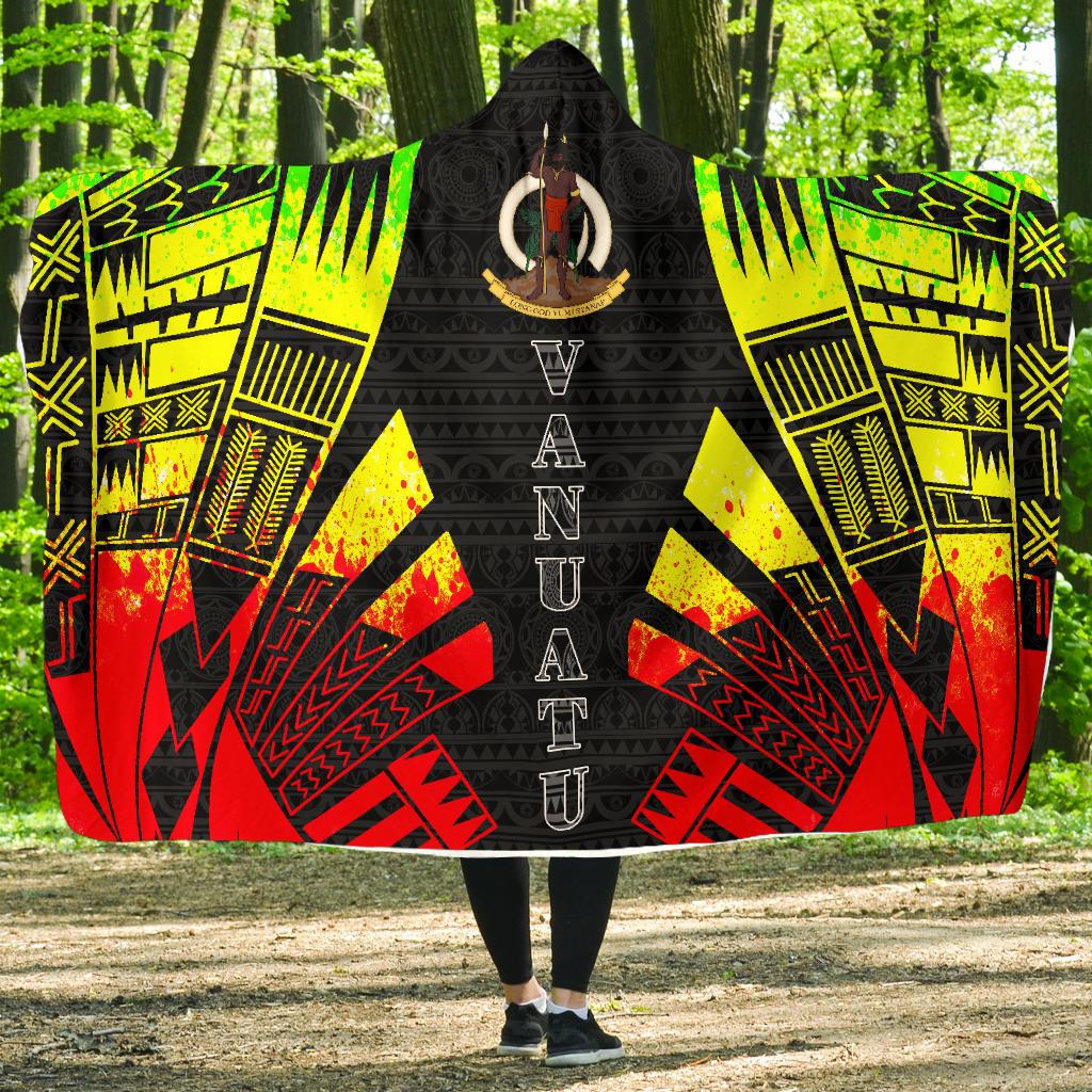 Vanuatu Hooded Blanket - Polynesian Tattoo Reggae Hooded Blanket Reggae - Polynesian Pride