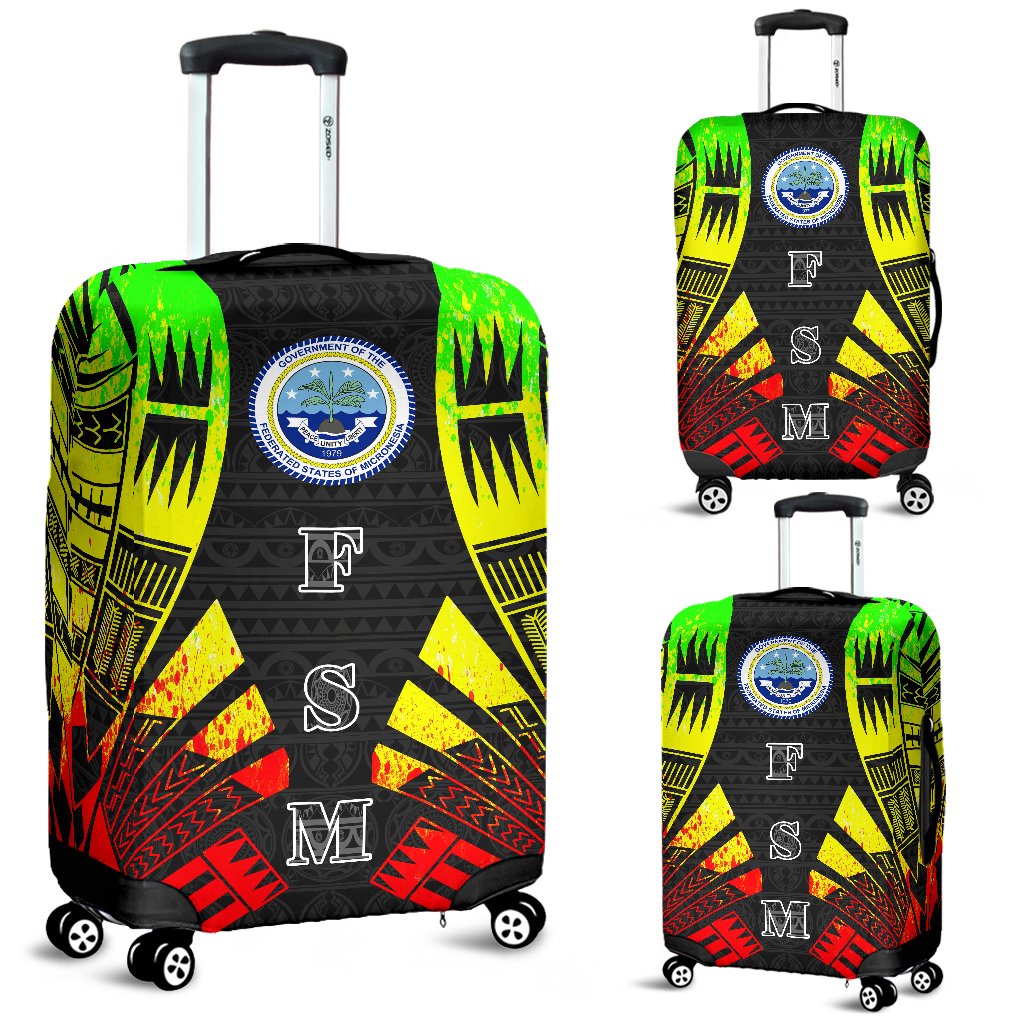 Federated States of Micronesia Luggage Cover - Polynesian Tattoo Reggae Reggae - Polynesian Pride