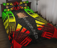 Tokelau Quilt Bed Set - Tokelau Coat Of Arms Reggae Tattoo Style - Polynesian Pride