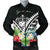 Samoa Men's Bomber Jacket - Samoa Caledonia Coat of Arms & Polynesian Tropical Flowers White White - Polynesian Pride