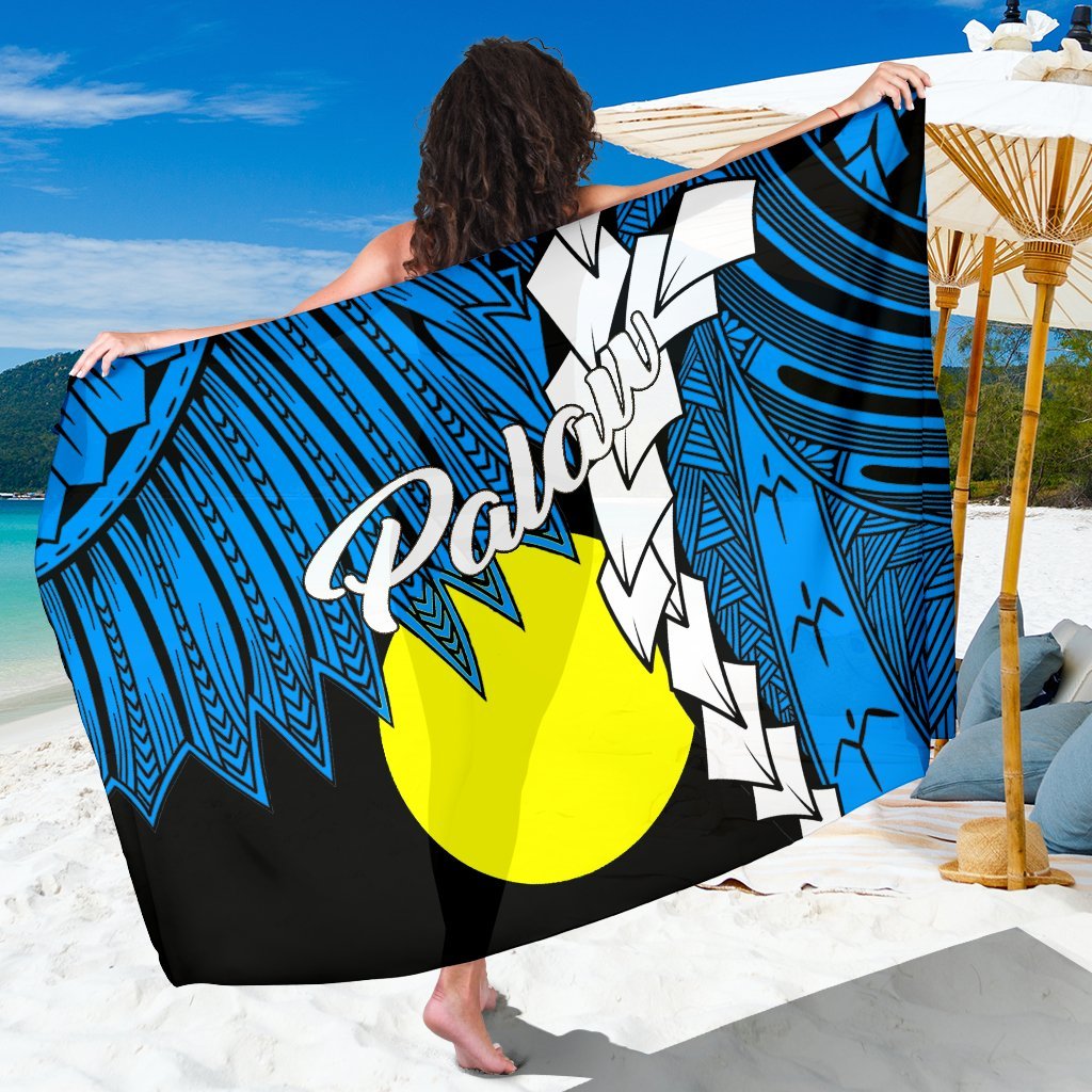 Palau Polynesian Sarong - Tribal Wave Tattoo Flag Style One Style One Size Blue - Polynesian Pride