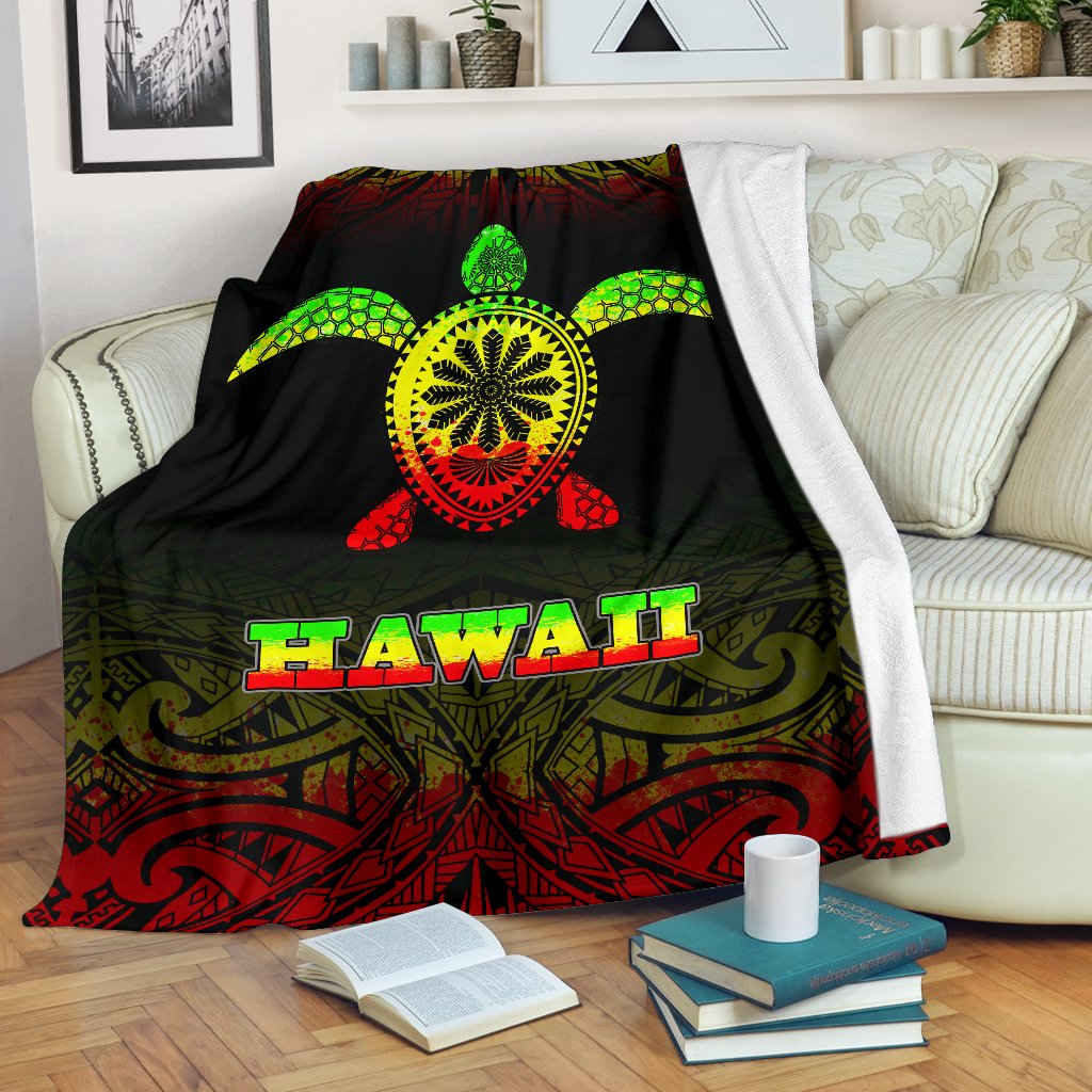 Hawaii Premium Blanket - Turtle Reggae Fog Style White - Polynesian Pride