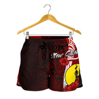 New Caledonia Polynesian Women's Shorts - Coat Of Arm With Hibiscus - Polynesian Pride