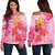 Hawaii Women's Off Shoulder Sweater - Polynesian Pink Plumeria Turtle Pink - Polynesian Pride