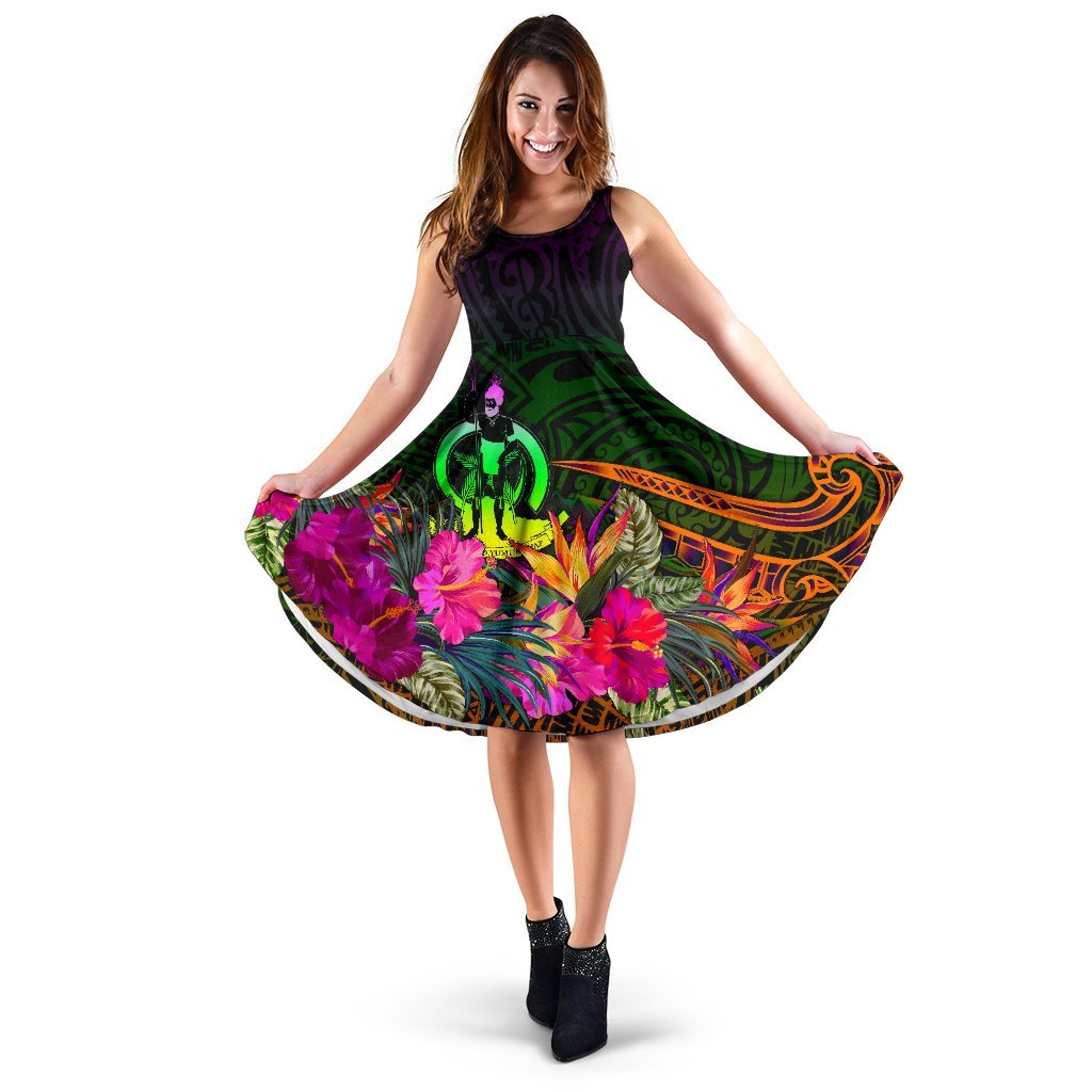 Vanuatu Women's Dress - Summer Hibiscus Women Reggae - Polynesian Pride