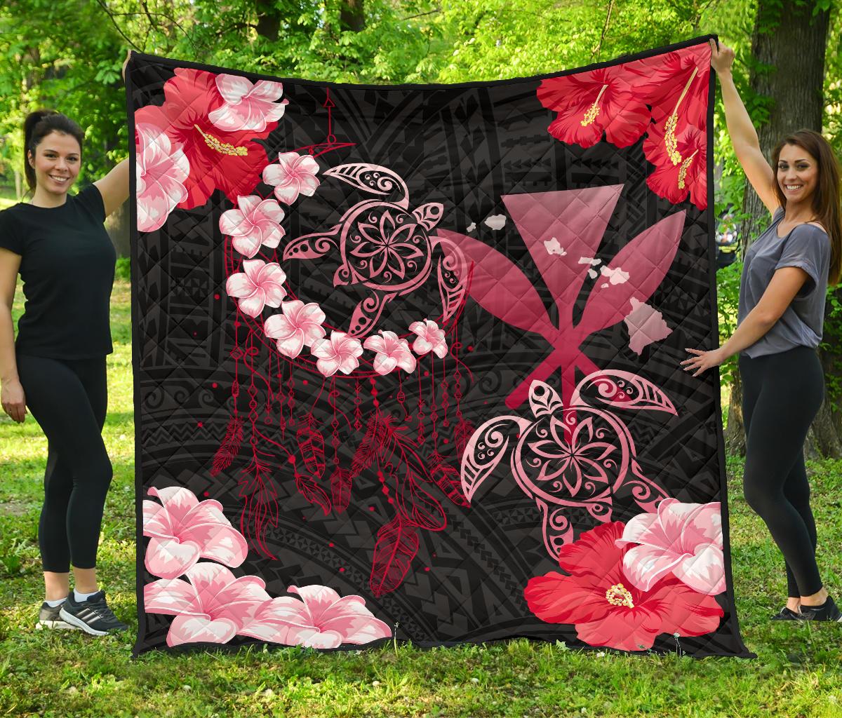 Hawaii Dream Catcher Hibiscus Plumeria Polynesian - Premium Quilt AH Pink - Polynesian Pride