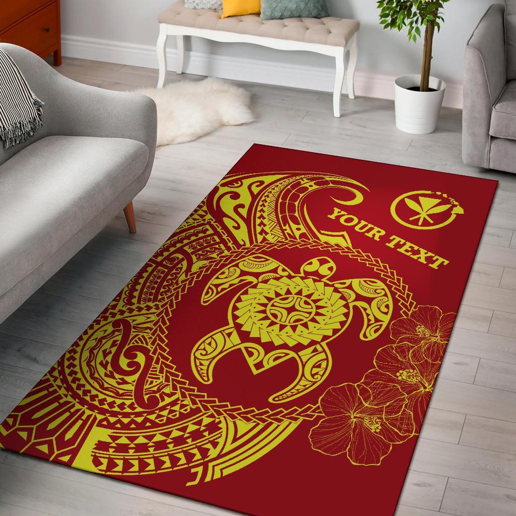 Hawaii Polynesian Personalised Area Rug - Vintage Polynesian Turtle (Red) Red - Polynesian Pride