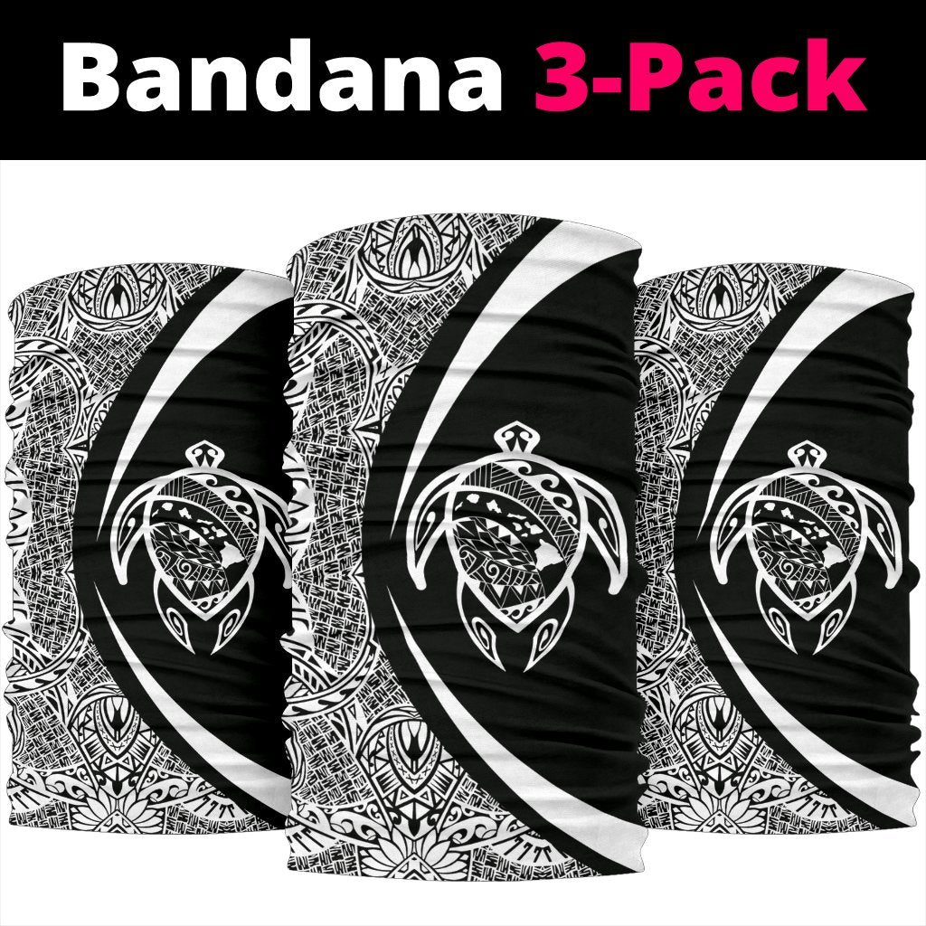 Hawaiian Bandana Turtle Map Polynesian Bandana 3-Pack - Circle Style White - Polynesian Pride