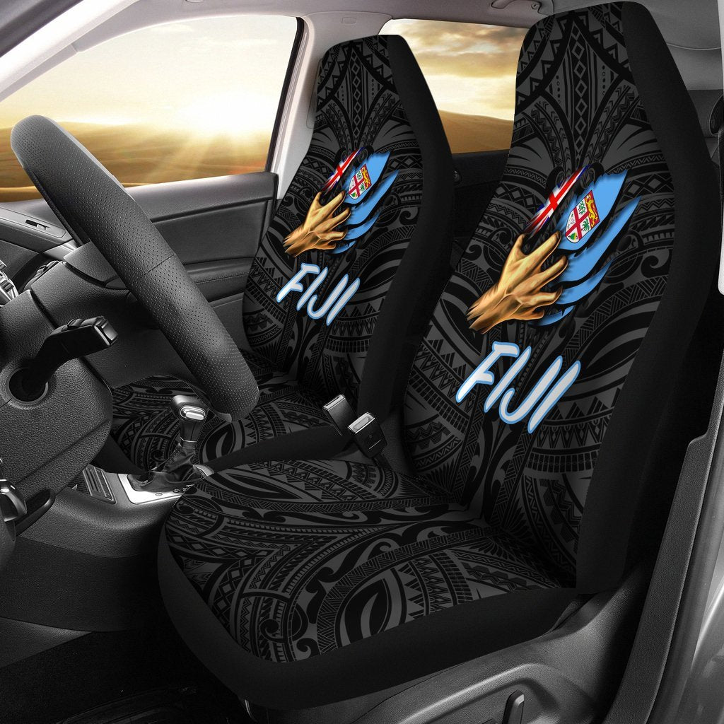 Fiji Car Seat Covers - Fiji In Me (Black) Universal Fit Black - Polynesian Pride