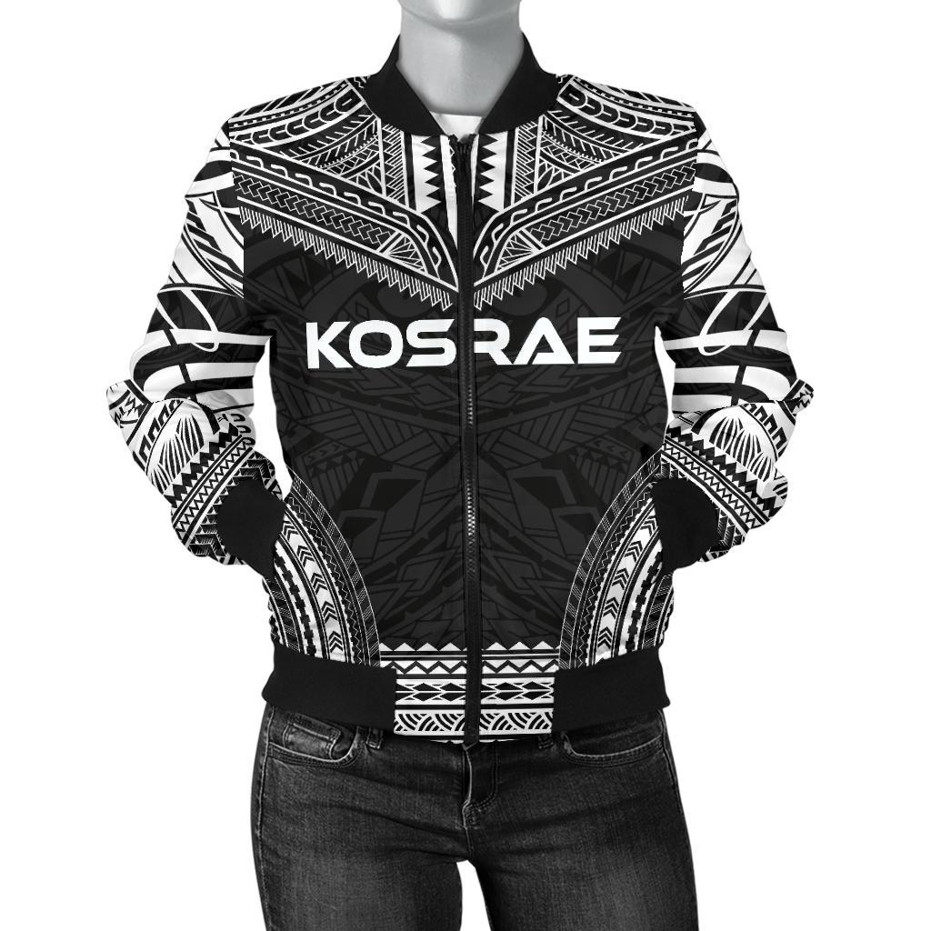 Kosrae Polynesian Chief Women'S Bomber Jacket - Black Version Black - Polynesian Pride