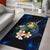 Nauru Polynesian Area Rug - Turtle With Plumeria Flowers Blue - Polynesian Pride