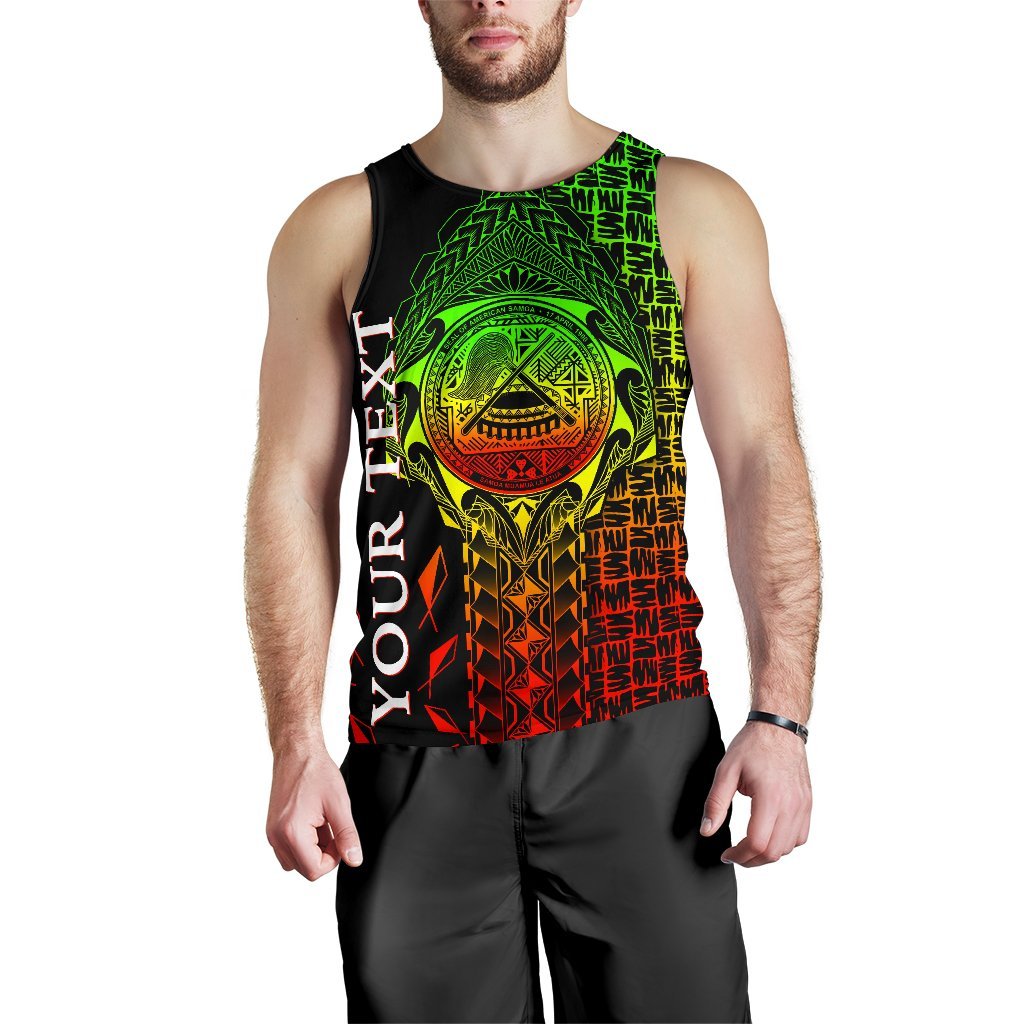 American Samoa Custom Personalised Men's Tank Top - AS Seal Rocket Style (Reggae) - Polynesian Pride