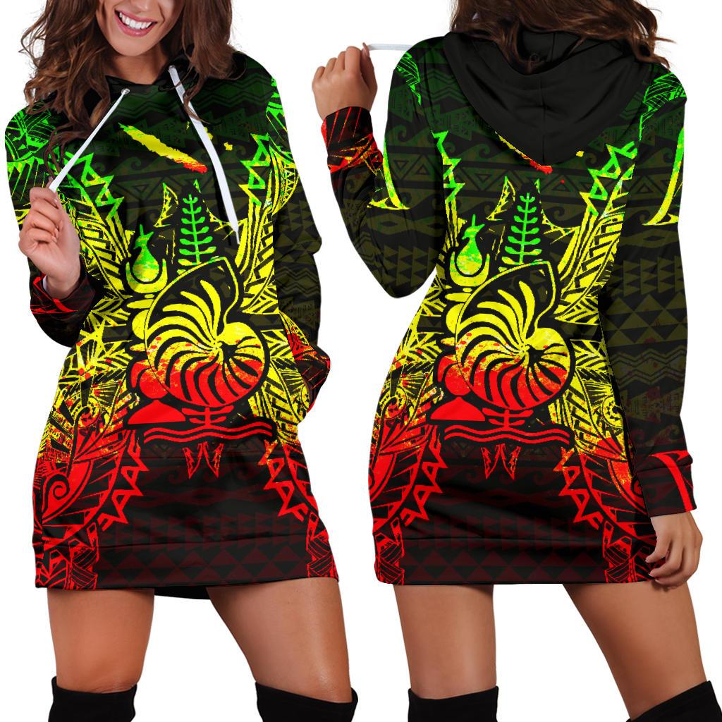 New Caledonia Polynesian Hoodie Dress Map Reggae Reggae - Polynesian Pride