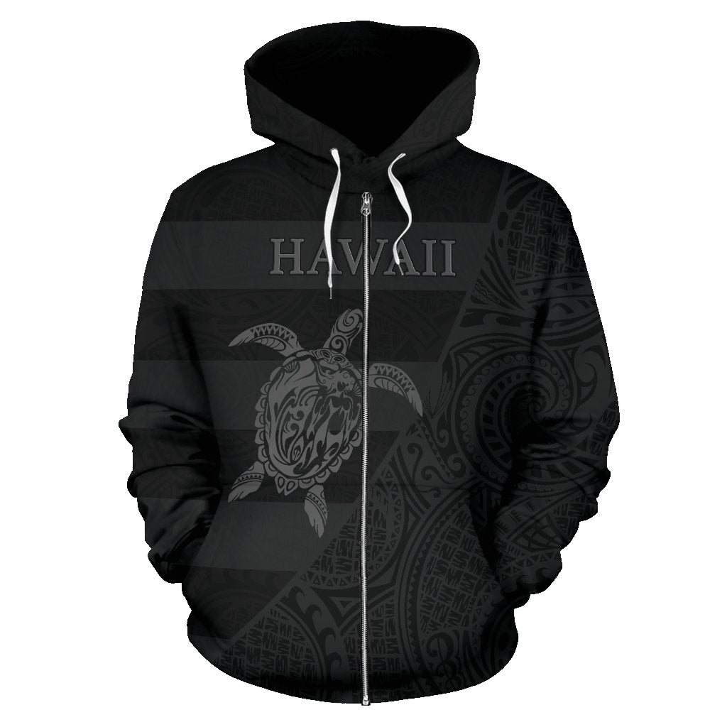 Hawaii Zip up Hoodie Hawaii Turtle Mermaid Polynesian Tattoo - Polynesian Pride