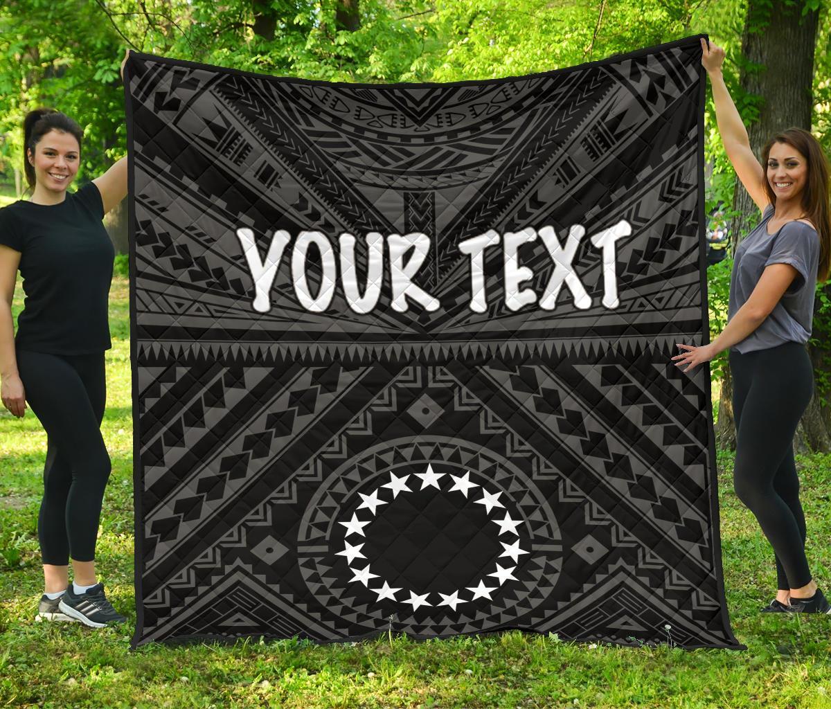 Cook Island Personalised Premium Quilt - Seal With Polynesian Tattoo Style ( Black) - Polynesian Pride