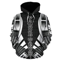Poly All Over Custom Zip up Hoodie Polynesian Tattoo Black Style - Polynesian Pride