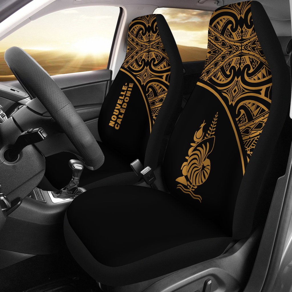 New Caledonia Car Seat Covers - New Caledonia Coat Of Arms Polynesian Gold Curve Universal Fit Gold - Polynesian Pride