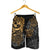 Tonga Polynesian Shorts (Men) - Gold Turtle Flowing - Polynesian Pride