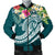 Guam Polynesian Men's Bomber Jacket - Summer Plumeria (Turquoise) Turquoise - Polynesian Pride