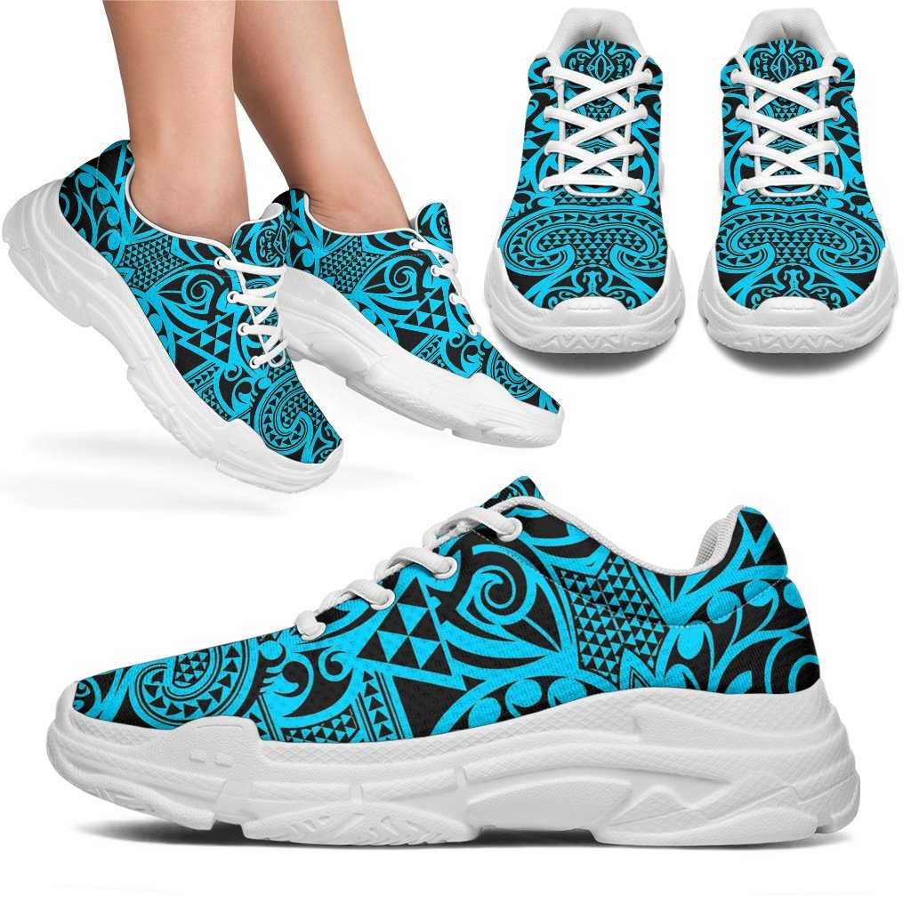 Polynesian Kakau Turtle Blue Chunky Sneakers - Polynesian Pride