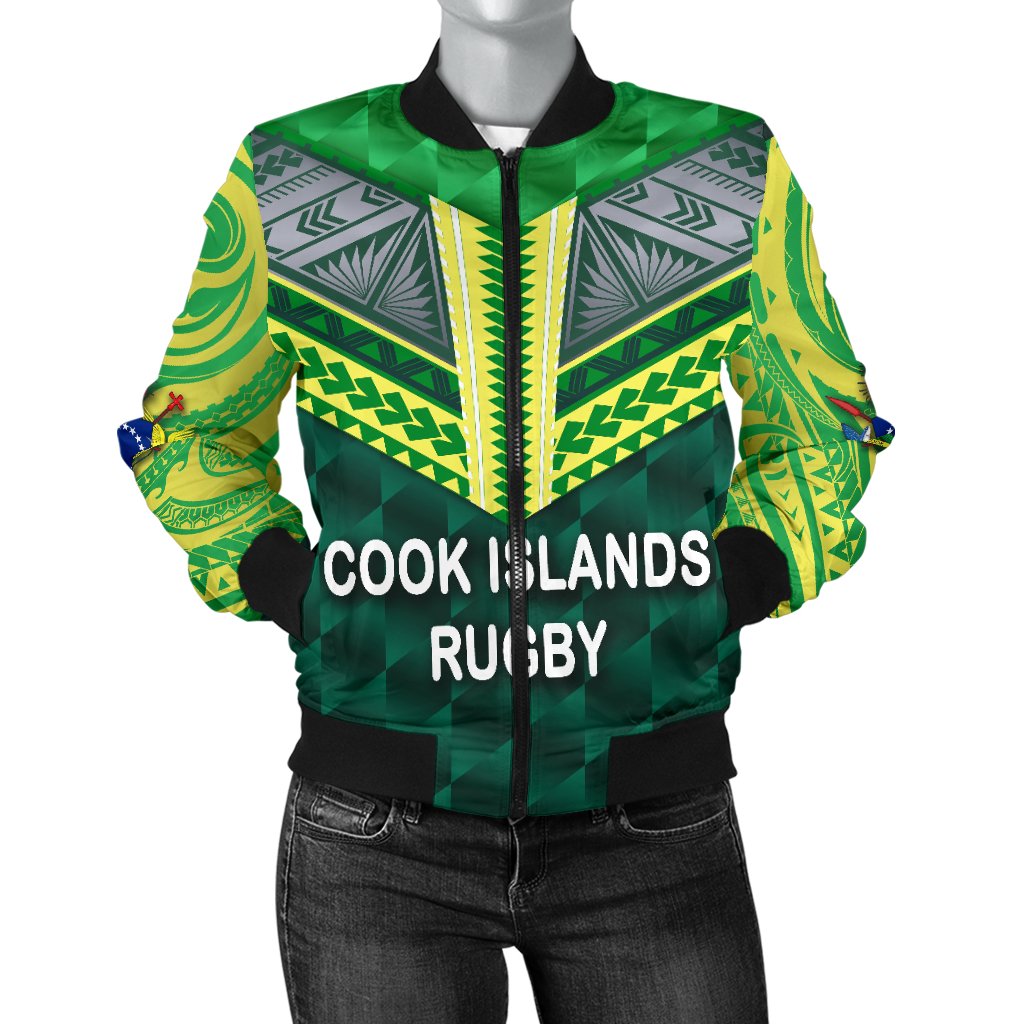 Cook Islands Ruby Women's Bomber Jacket Style Green - Polynesian Pride