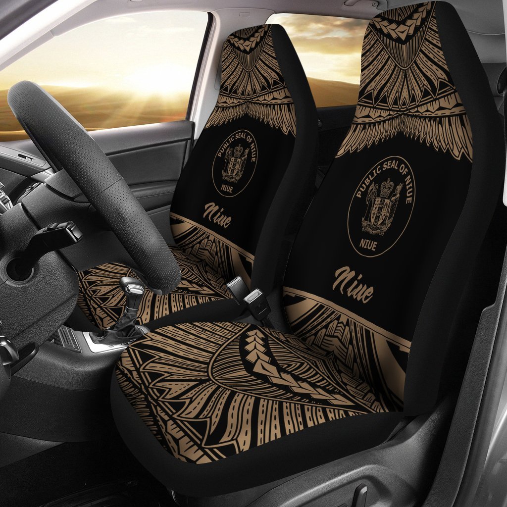 Niue Polynesian Car Seat Covers - Pride Gold Version Universal Fit Gold - Polynesian Pride