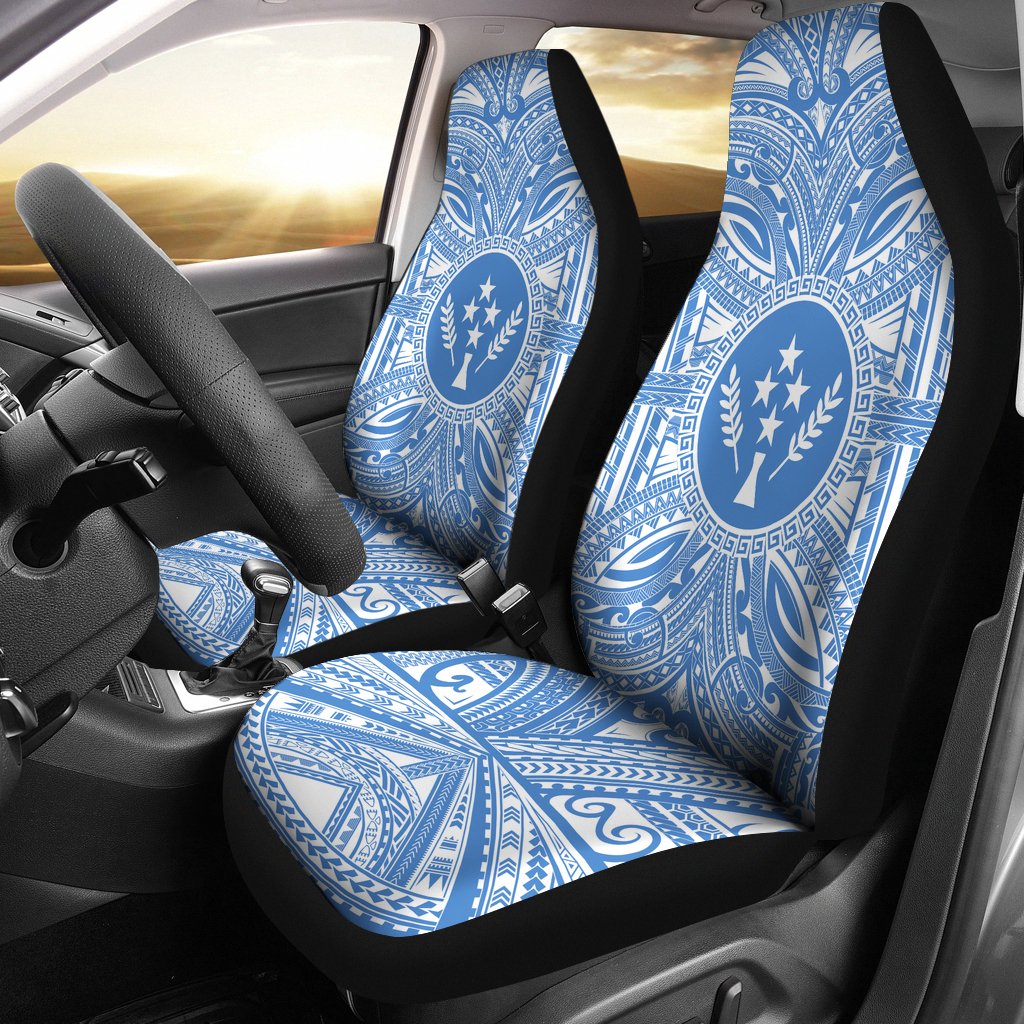 Kosrae Car Seat Cover - Kosrae Coat Of Arms Polynesian Flag Color Universal Fit Blue - Polynesian Pride