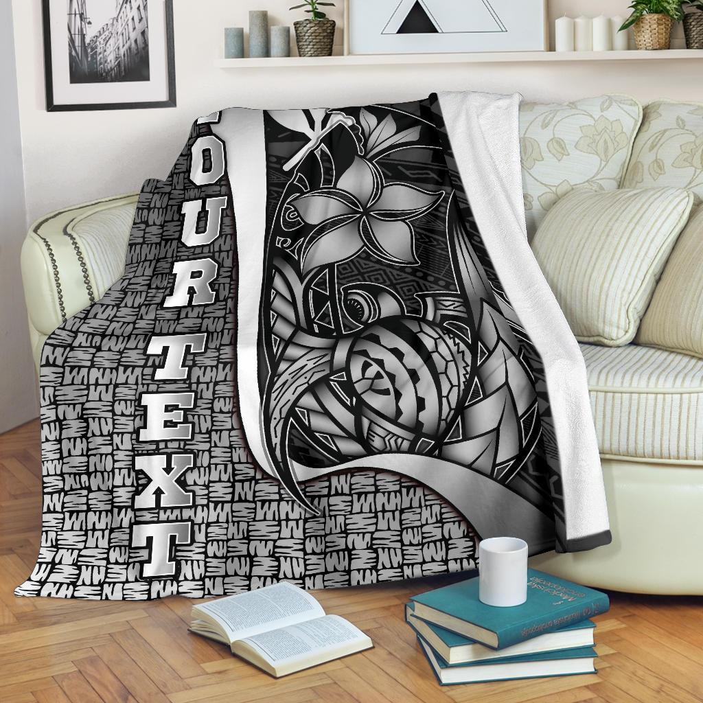 Polynesian Hawaii Custom Personalised Premium Blanket White - Turtle with Hook White - Polynesian Pride