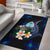 Guam Polynesian Area Rug - Turtle With Plumeria Flowers Blue - Polynesian Pride