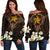 Hawaiian - Plumeria Ray Women's Off Shoulder Sweater - Rise Style - AH Orange - Polynesian Pride