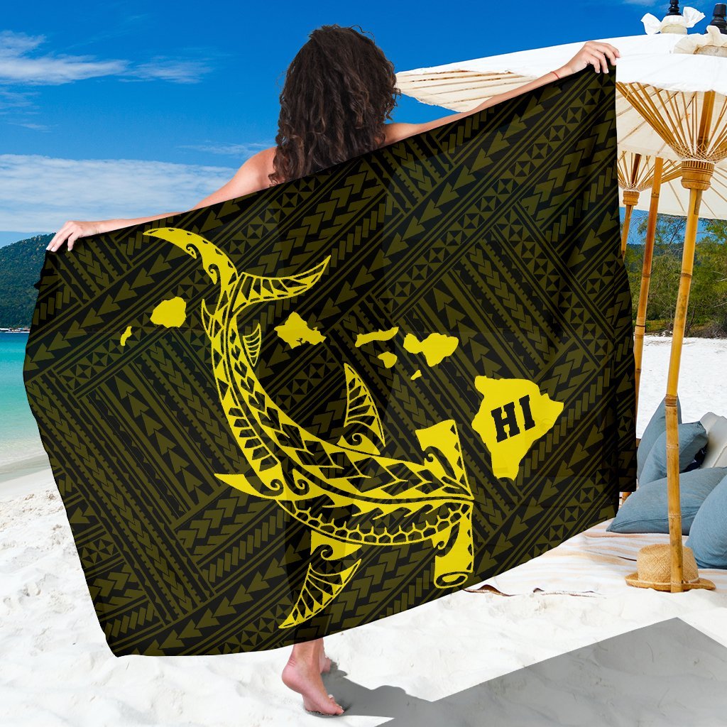 Hawaii Shark Yellow Polynesian Sarong Sarong - 1 44*66 Inch Yellow - Polynesian Pride