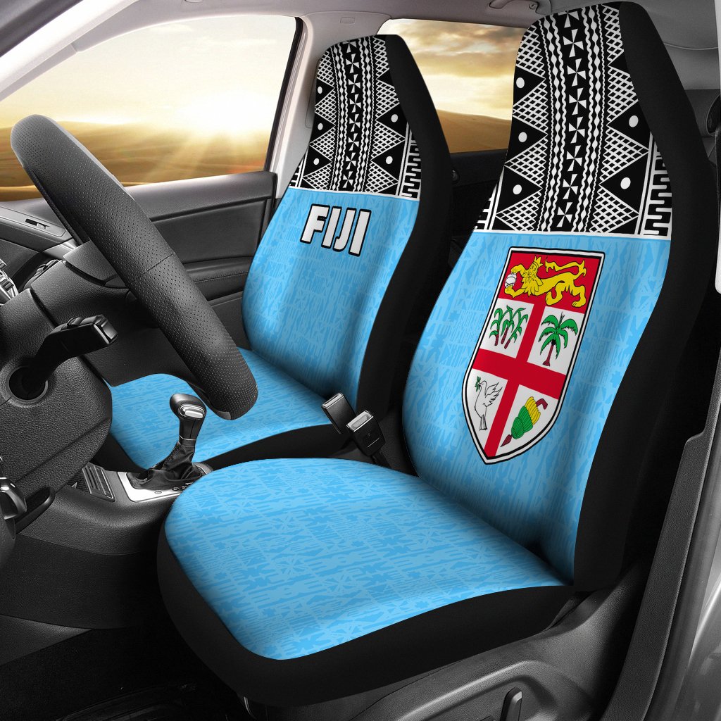 Fiji Tapa Car Seat Covers - Fiji Flag Blue Universal Fit Blue - Polynesian Pride