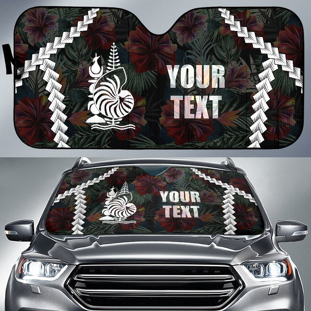 New Caledonia Custom Personalised Auto Sun Shades - Chain Polynesian Auto Sun Shade Universal Fit BLACK - Polynesian Pride