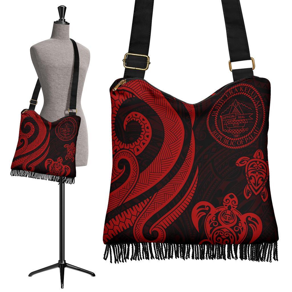 Palau Boho Handbag - Red Tentacle Turtle Boho Handbag One Size Red - Polynesian Pride