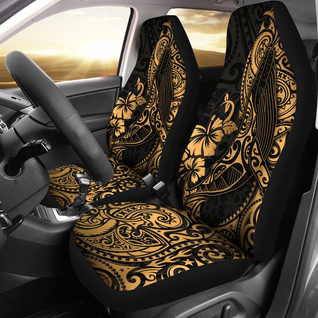 Polynesian Hawaii Car Seat Covers - Polynesian Golden Humpback Whale Universal Fit Golden - Polynesian Pride