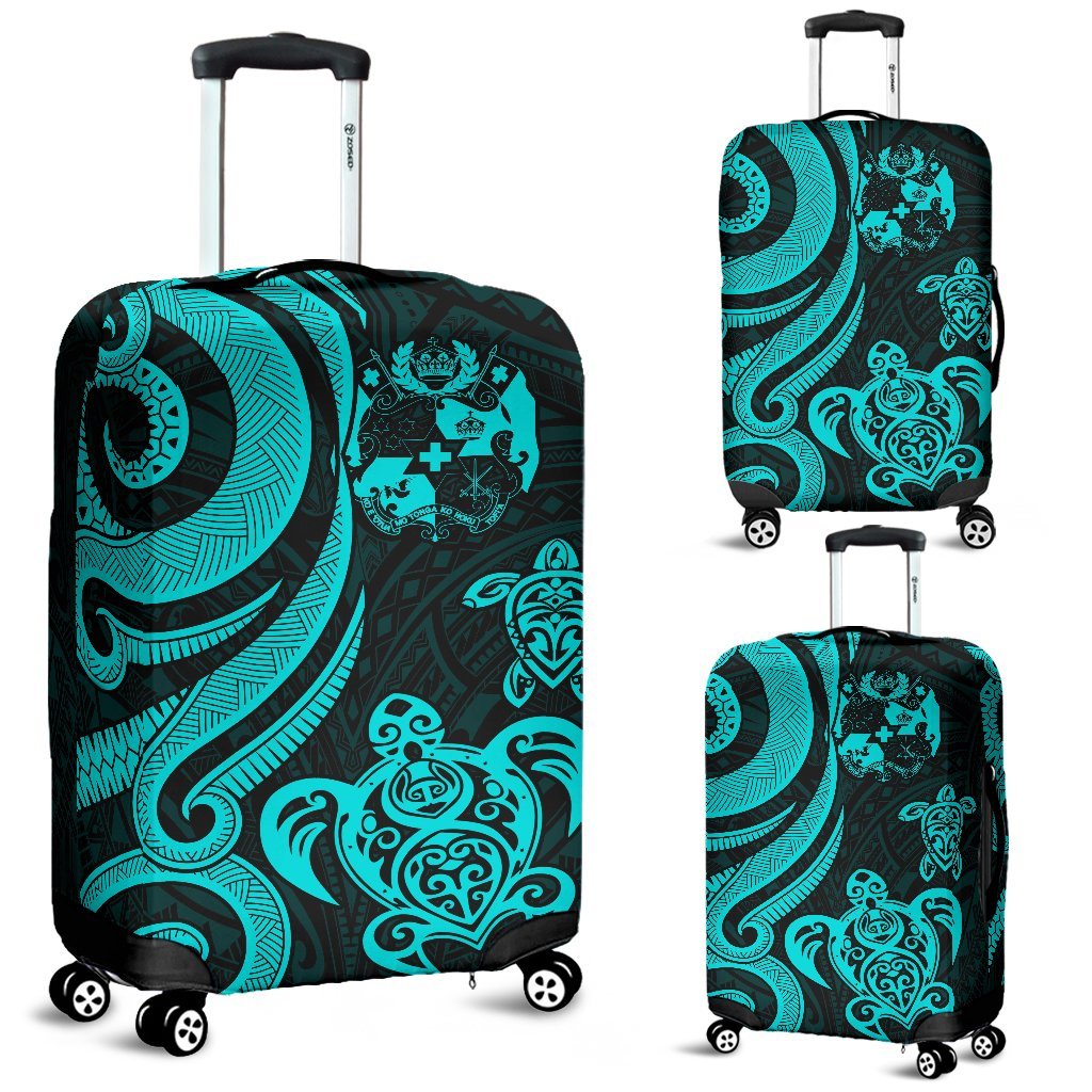 Tonga Polynesian Luggage Covers - Turquoise Tentacle Turtle Turquoise - Polynesian Pride