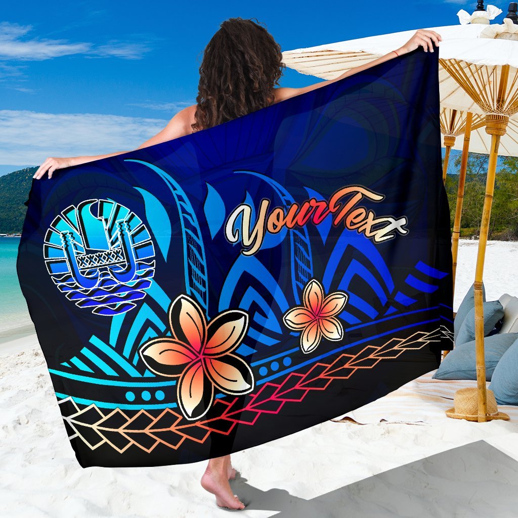 Tahiti Custom Personalised Sarong - Vintage Tribal Mountain One Style One Size Blue - Polynesian Pride