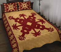 Hawaiian Quilt Pattern Ukulele And Coconut Quilt Bed Set - Polynesian Pride